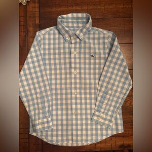 Boys 4T Vineyard Vines Light Blue and White Gingham Plaid Shirt